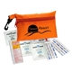 a orange polyester zip clip tote sun care kit