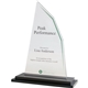 a clear acrylic recognition award with black base