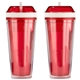 aerial view a red 20 oz snack and drink cup, image 1 of 2