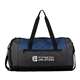 aerial view a dark blue mod quilted polyester duffel bag, image 1 of 6