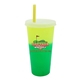 aerial view a yellow to green mood(tm) 26 oz tumbler with lid straw, full color digital, image 1 of 2