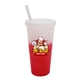 a frosted to red mood(tm) 26 oz tumbler with lid straw, full color digital