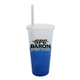 a frosted to blue mood(tm) 26 oz tumbler with lid straw, full color digital