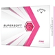 aerial view a matte pink callaway supersoft golf ball, image 1 of 2