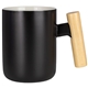 aerial view a black tokyo 12 oz ceramic mug w / wooden handle, image 1 of 2