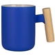 aerial view a blue tokyo 12 oz ceramic mug w / wooden handle, image 1 of 2