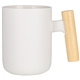 aerial view a white tokyo 12 oz ceramic mug w / wooden handle, image 1 of 2