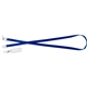 aerial view a blue 3- in -1 usb charging cable lanyard, image 1 of 2