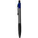 aerial view a blue two - tone metal pen with silicone grip, image 1 of 2