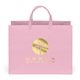 aerial view a pink 157 gsm laminated london bag w / foil print, image 1 of 8