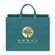 aerial view a teal 157 gsm laminated london bag w / foil print, image 1 of 8