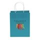 aerial view a teal brite mini custom paper bag - 4- color heat transfer, image 1 of 3