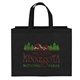 aerial view a black value(tm) custom non - woven budget tote bag w / reflective glossy sparkle, image 1 of 4