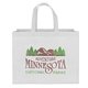 aerial view a white value(tm) custom non - woven budget tote bag w / reflective glossy sparkle, image 1 of 4