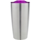 aerial view a stainless tumbler with purple lid 20 oz odin vacuum travel insulated stainless steel tumbler, image 1 of 2