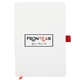 aerial view a red 5.5 x 8.5 fsc(r) recycled bamboo fiber bound notebook, image 1 of 4