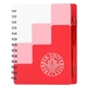 aerial view a red 5 x 7 recycled pace spiral notebook w pen, image 1 of 4