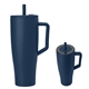 aerial view a matte navy 40 oz brmate era tumbler, image 1 of 2