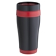 aerial view a black/red 201 c tumbler with steel coated color trim shell - 16 oz, image 1 of 2