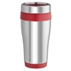 aerial view a red 187 c tumbler with steel coated color trim shell - 16 oz, image 1 of 2