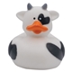 aerial view a white/black promotional cow themed rubber duck, image 1 of 4