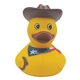 aerial view a yellow custom cowboy rubber duck, image 1 of 6