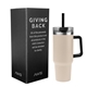 aerial view a beige 40 oz aws intrepid stainless steel tumbler, image 1 of 3