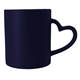 aerial view a matte navy heart - shaped handle 12 oz coffee mug, image 1 of 4