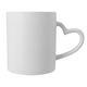 aerial view a matte white heart - shaped handle 12 oz coffee mug, image 1 of 4