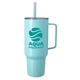 aerial view a mint koozie(r) big vacuum recycled tumbler mug with straw -40 oz, image 1 of 6