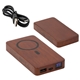 aerial view a mahogany fsc(r) mahogany 5000mah power bank with 15w magnetic wireless charger, image 1 of 2