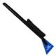 a transparent blue blade & black handle deluxe snowbrush ice scraper
