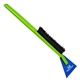 a transparent blue blade & lime green handle deluxe snowbrush ice scraper