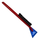 a transparent blue blade & red handle deluxe snowbrush ice scraper