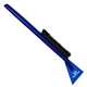 aerial view a transparent blue blade & royal blue handle deluxe snowbrush ice scraper, image 1 of 2