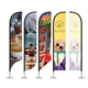 aerial view a multi-colored displaysplash 13 single - sided custom feather flag, image 1 of 2