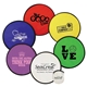 aerial view a group of flexible nylon flying disc with matching pouch, image 1 of 2