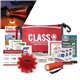 aerial view a red hi - vis automotive safety kit, image 1 of 2
