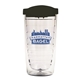 aerial view a black lid & clear tumbler 16 oz double wall acrylic orbit tumbler, image 1 of 3