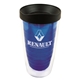 aerial view a black lid & blue tumbler 16 oz double wall acrylic orbit tumbler, image 1 of 3