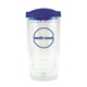 aerial view a blue lid & clear tumbler 16 oz double wall acrylic orbit tumbler, image 1 of 3