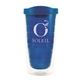 aerial view a blue lid & blue tumbler 16 oz double wall acrylic orbit tumbler, image 1 of 3