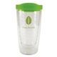 aerial view a lime green lid & clear tumbler 16 oz double wall acrylic orbit tumbler, image 1 of 3