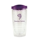 aerial view a purple lid & clear tumbler 16 oz double wall acrylic orbit tumbler, image 1 of 3