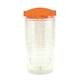 a orange lid & clear tumbler 16 oz double wall acrylic orbit tumbler