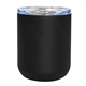 a black 10 oz viking lowball with lid