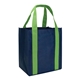 a navy blue/lime green grande reusable tote with reinforced handles