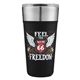aerial view a black coleman(r) 20 oz brewski stainless steel tumbler, image 1 of 3
