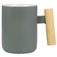 aerial view a cool grey tokyo 12 oz ceramic mug w / wooden handle, image 1 of 2