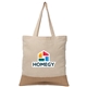 aerial view a natural 7501 rio(tm) tote bag - 5 oz recycled cotton blend with jute - heat transfer, image 1 of 2